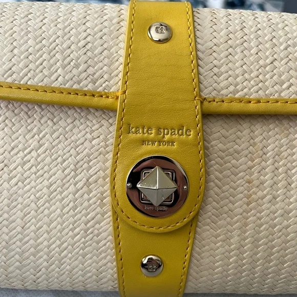 Kate Spade Yellow and Cream Woven Clutch - Picture 2 of 7